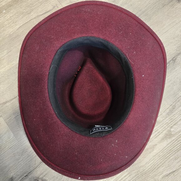 Wyeth jared in wine Burgundy Wool Fedora Hat With Feather Accent main image 6